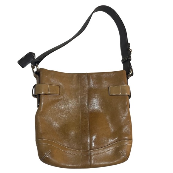 Coach Vintage SoHo Slim Buckle Bag Tan & Chocolate Brown Silver Detail - Picture 2 of 11